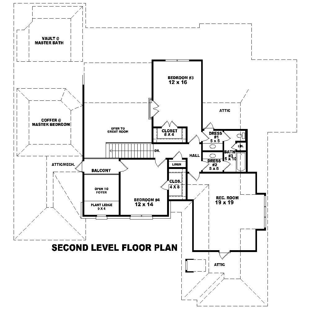 Floor Plan Second Story of French Plan #170-1751