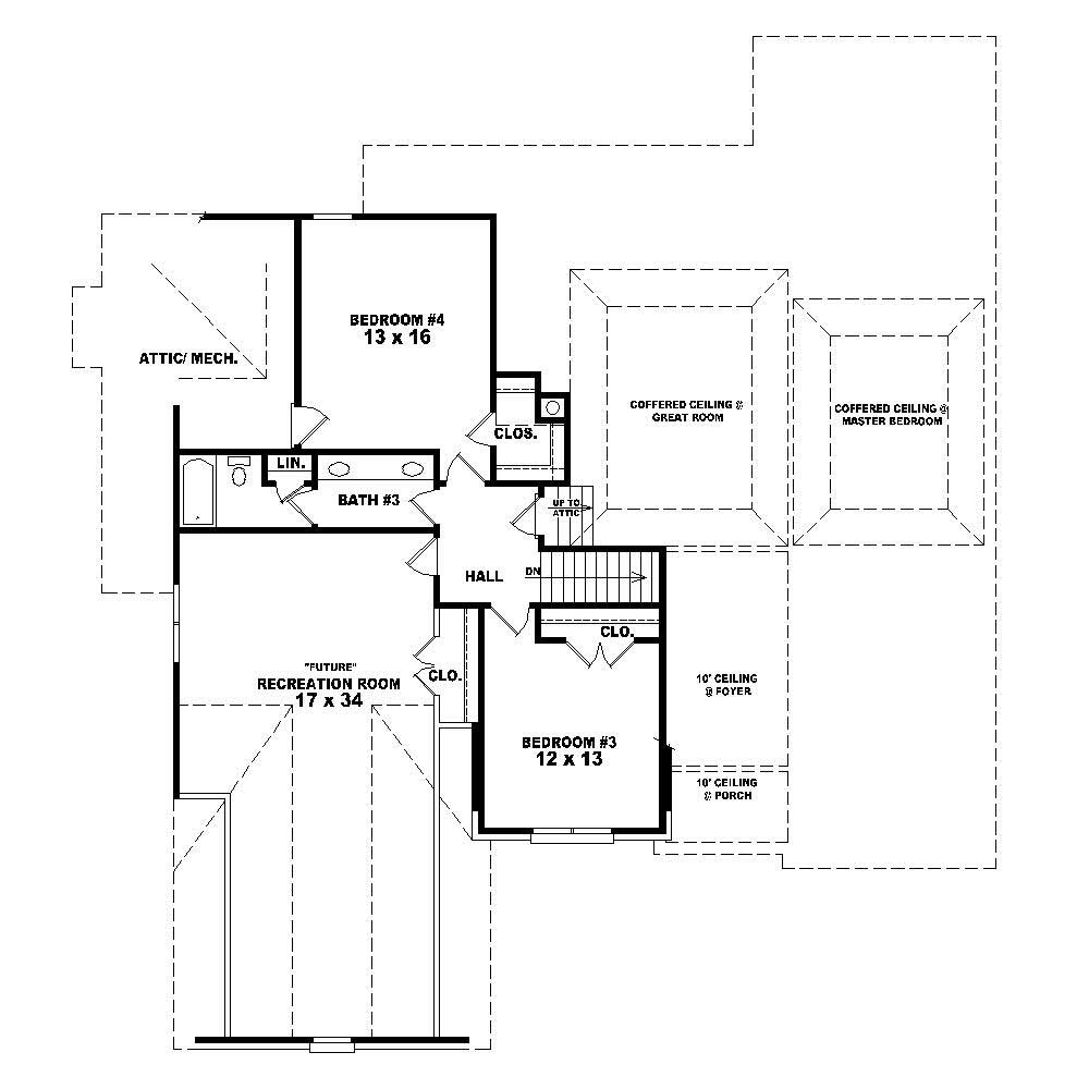 Floor Plan Second Story of Country Plan #170-1752