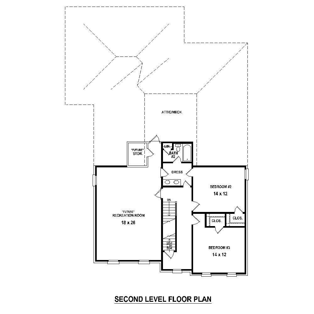 Floor Plan Second Story of French Plan #170-1757