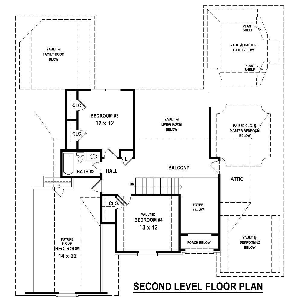 Floor Plan Second Story of French Plan #170-1759