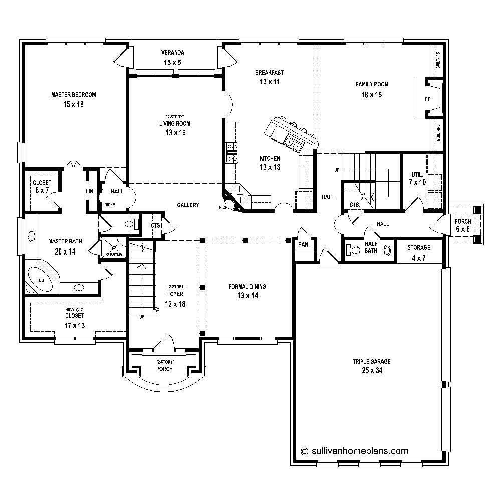 Floor Plan First Story of French Plan #170-1760