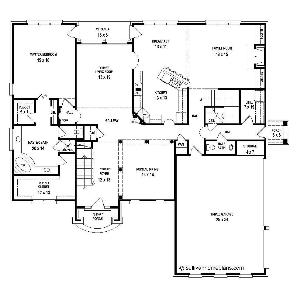 Floor Plan First Story of French Plan #170-1761
