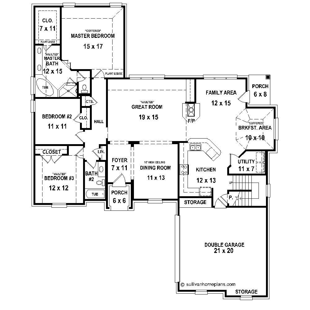Floor Plan First Story of Cape Cod Plan #170-1762