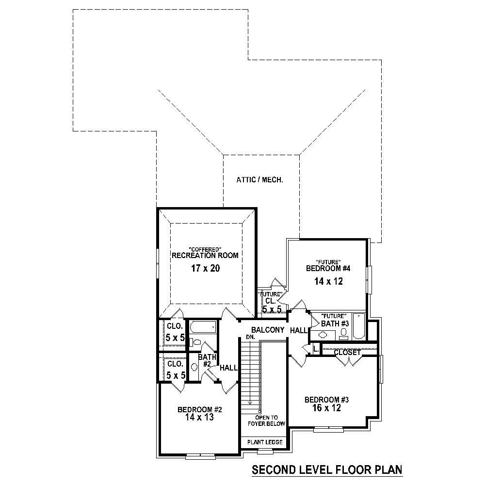 Floor Plan Second Story of French Plan #170-1763