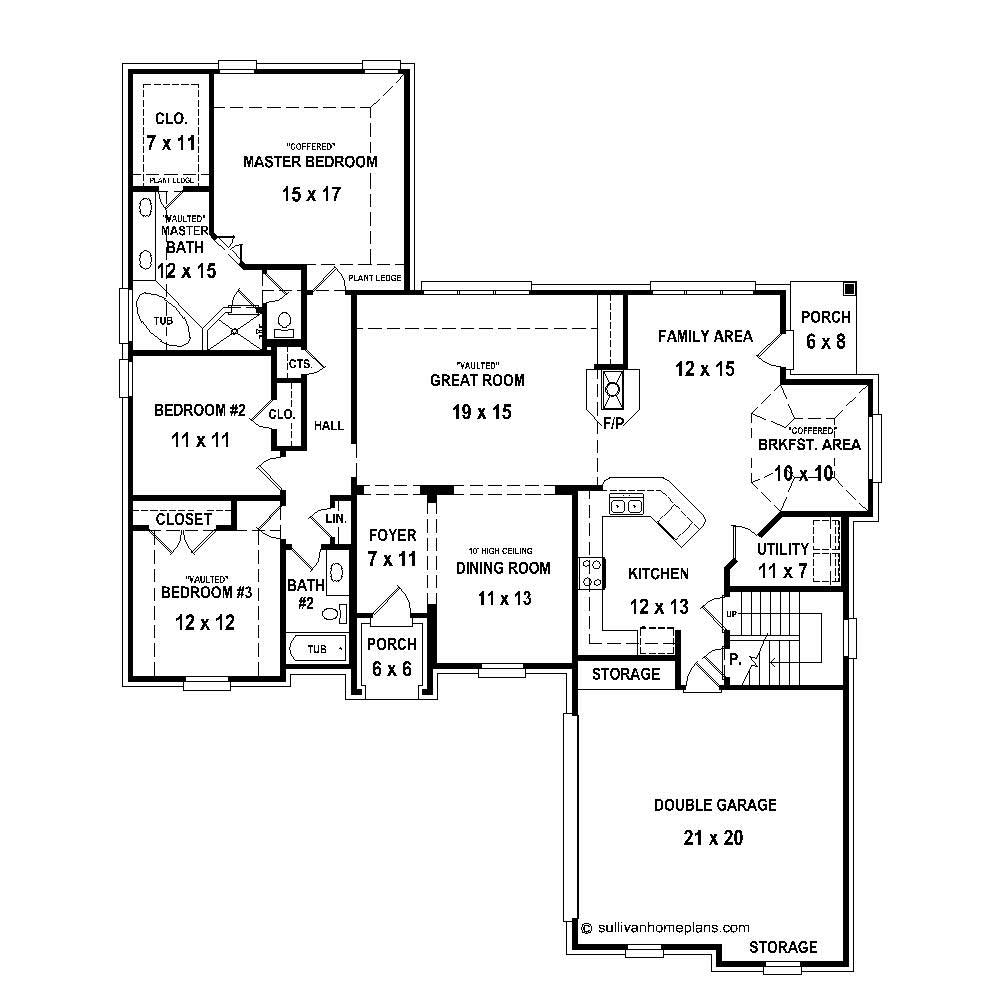 Floor Plan First Story of Cape Cod Plan #170-1764