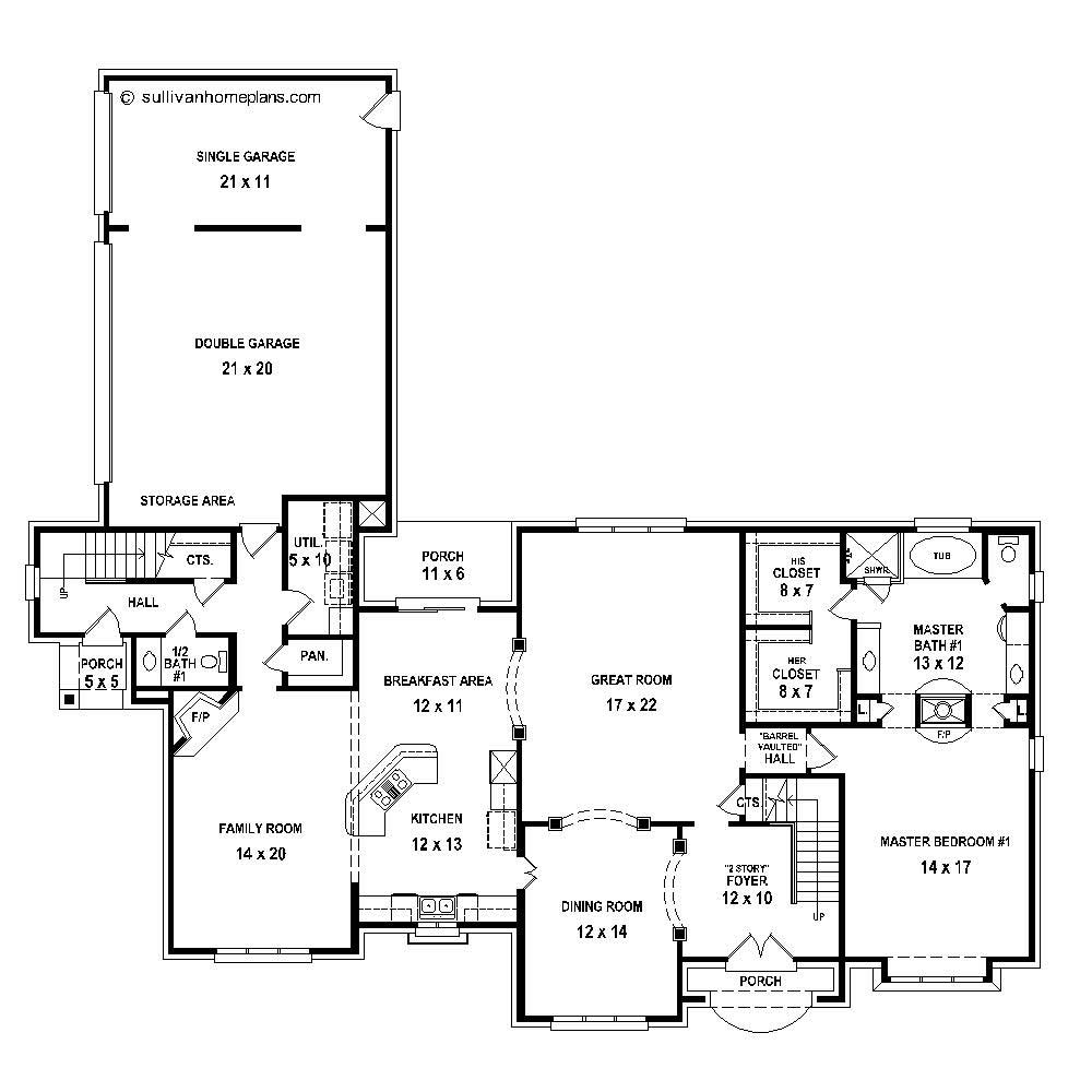 Floor Plan First Story of Country Plan #170-1765