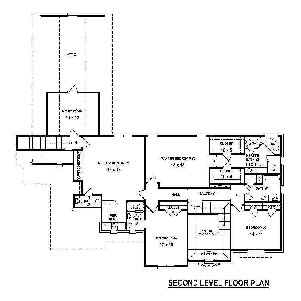 Floor Plan Second Story of Country Plan #170-1765