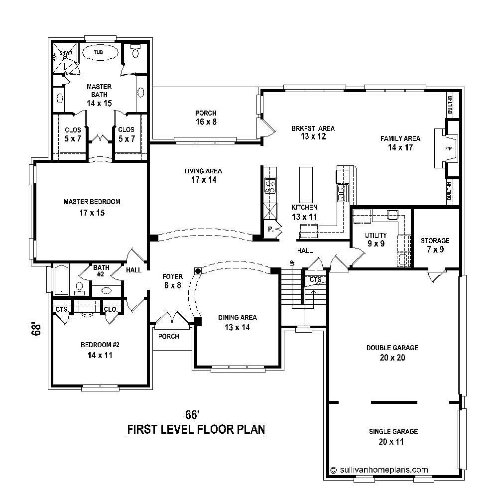 Floor Plan First Story of French Plan #170-1767