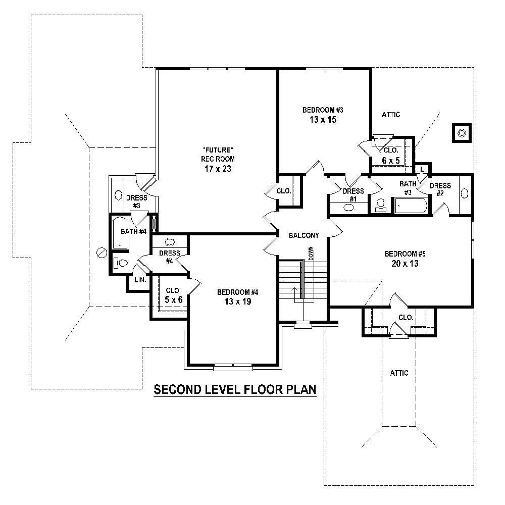 Floor Plan Second Story of French Plan #170-1767