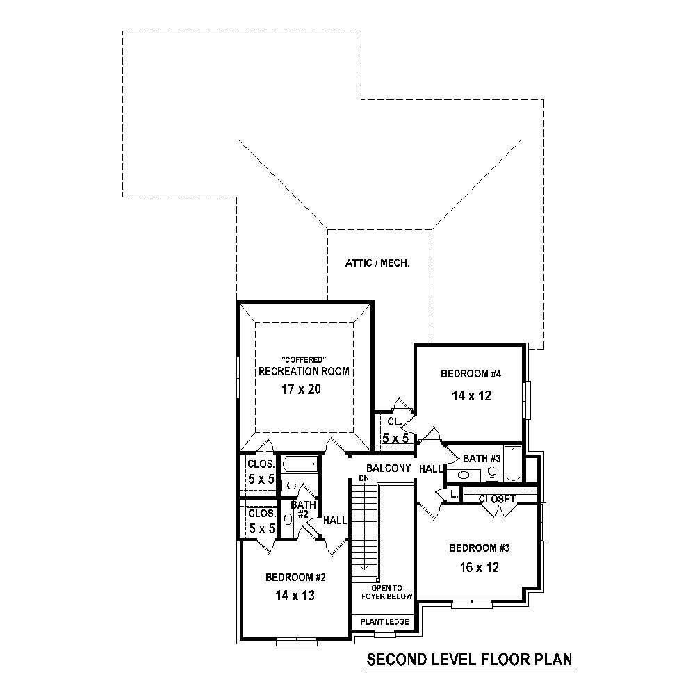 Floor Plan Second Story of French Plan #170-1768
