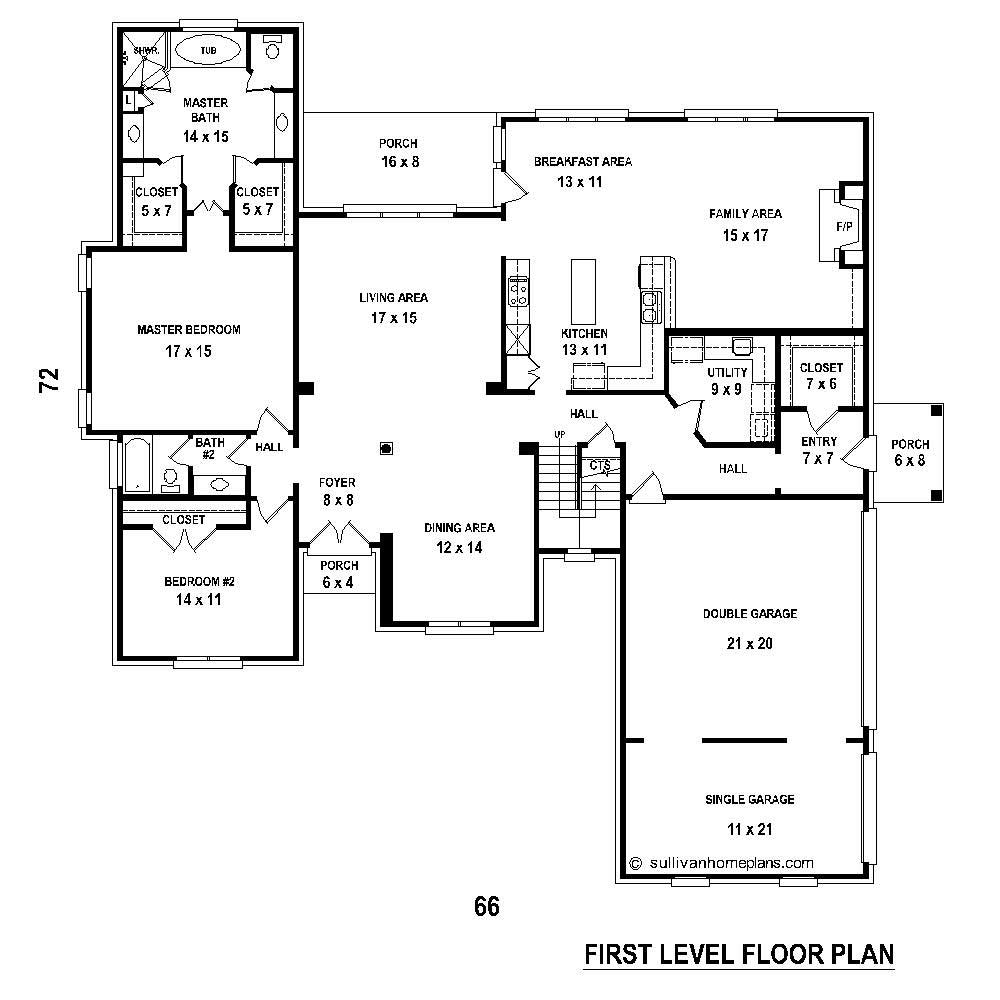 Floor Plan First Story of French Plan #170-1771