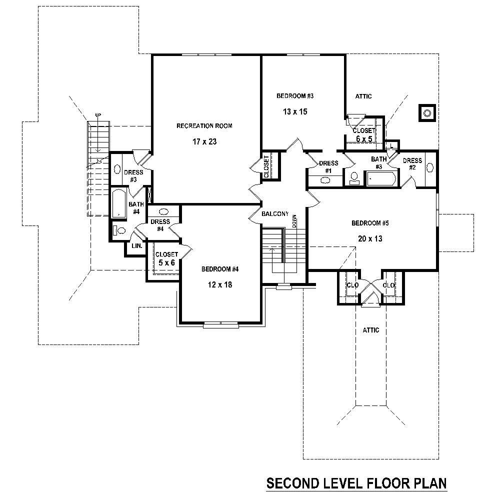 Floor Plan Second Story of French Plan #170-1771