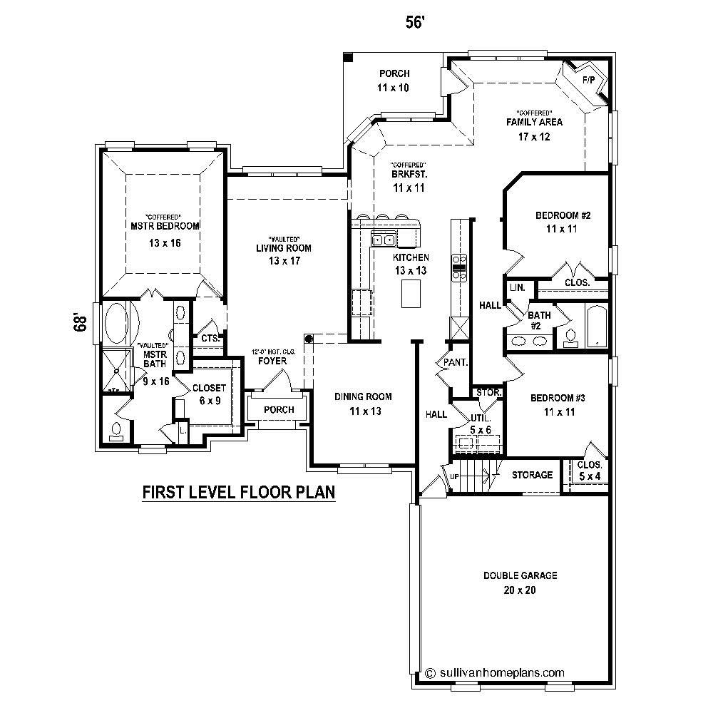 Floor Plan First Story of Cape Cod Plan #170-1773