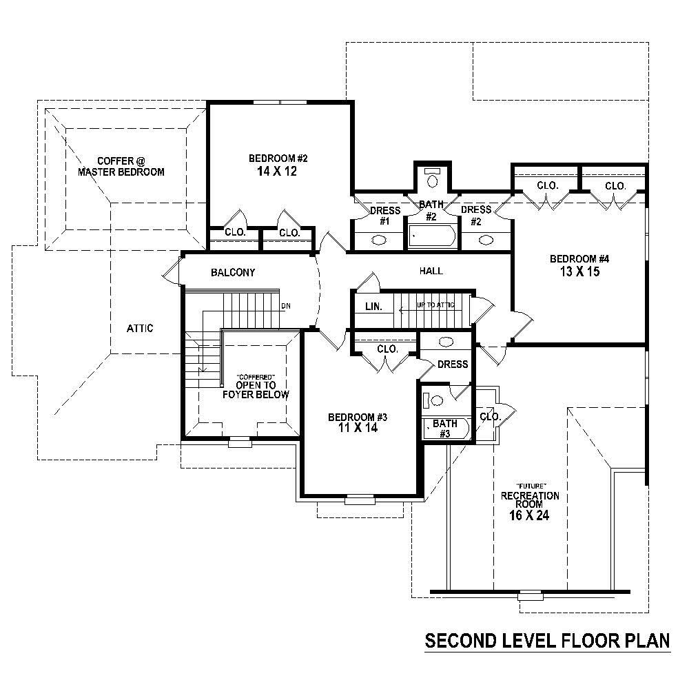 Floor Plan Second Story of French Plan #170-1774