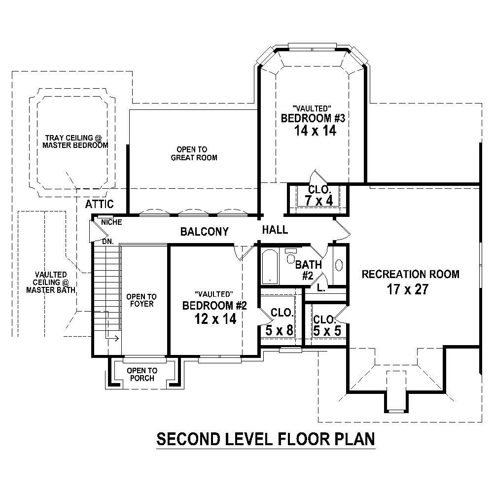 Floor Plan Second Story of Country Plan #170-1775