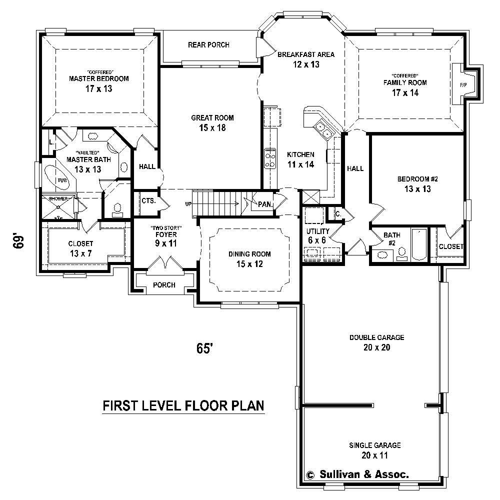 Floor Plan First Story of Country Plan #170-1779