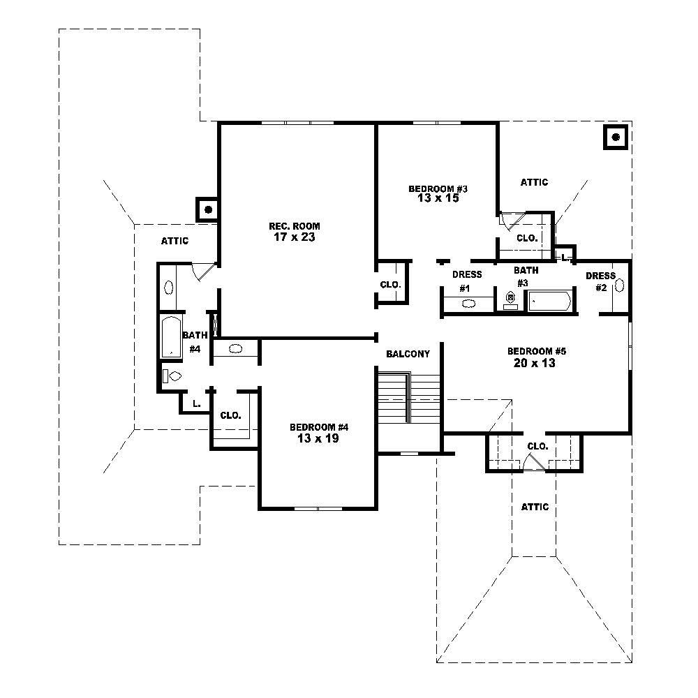 Floor Plan Second Story of Luxury Plan #170-1781