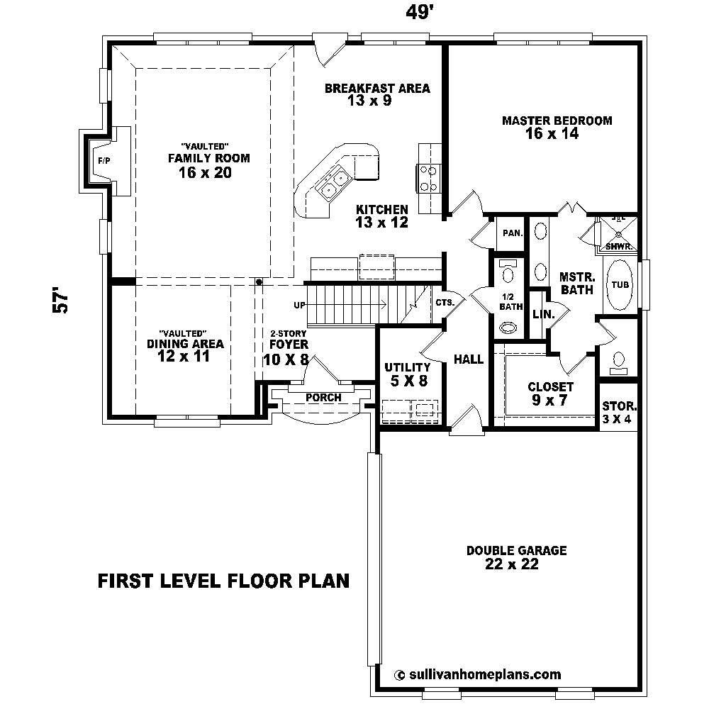 Floor Plan First Story of Country Plan #170-1783