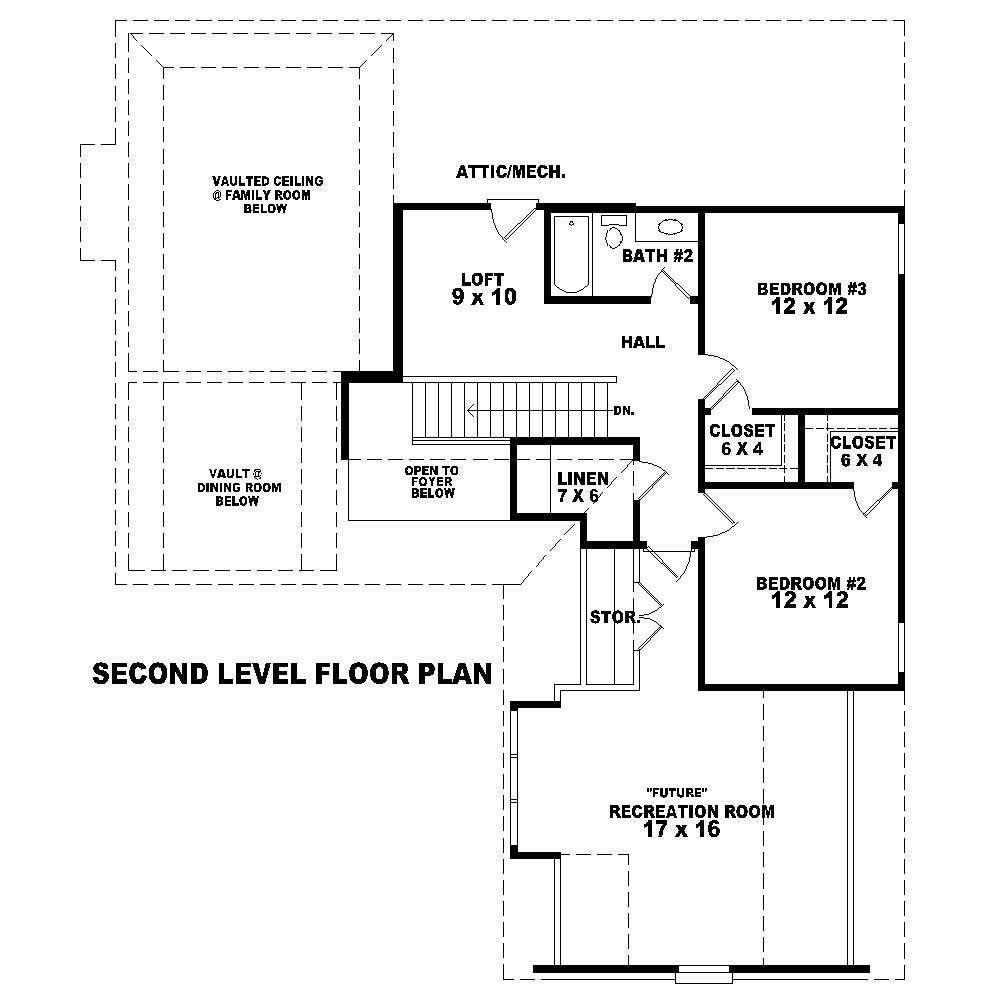 Floor Plan Second Story of Country Plan #170-1783