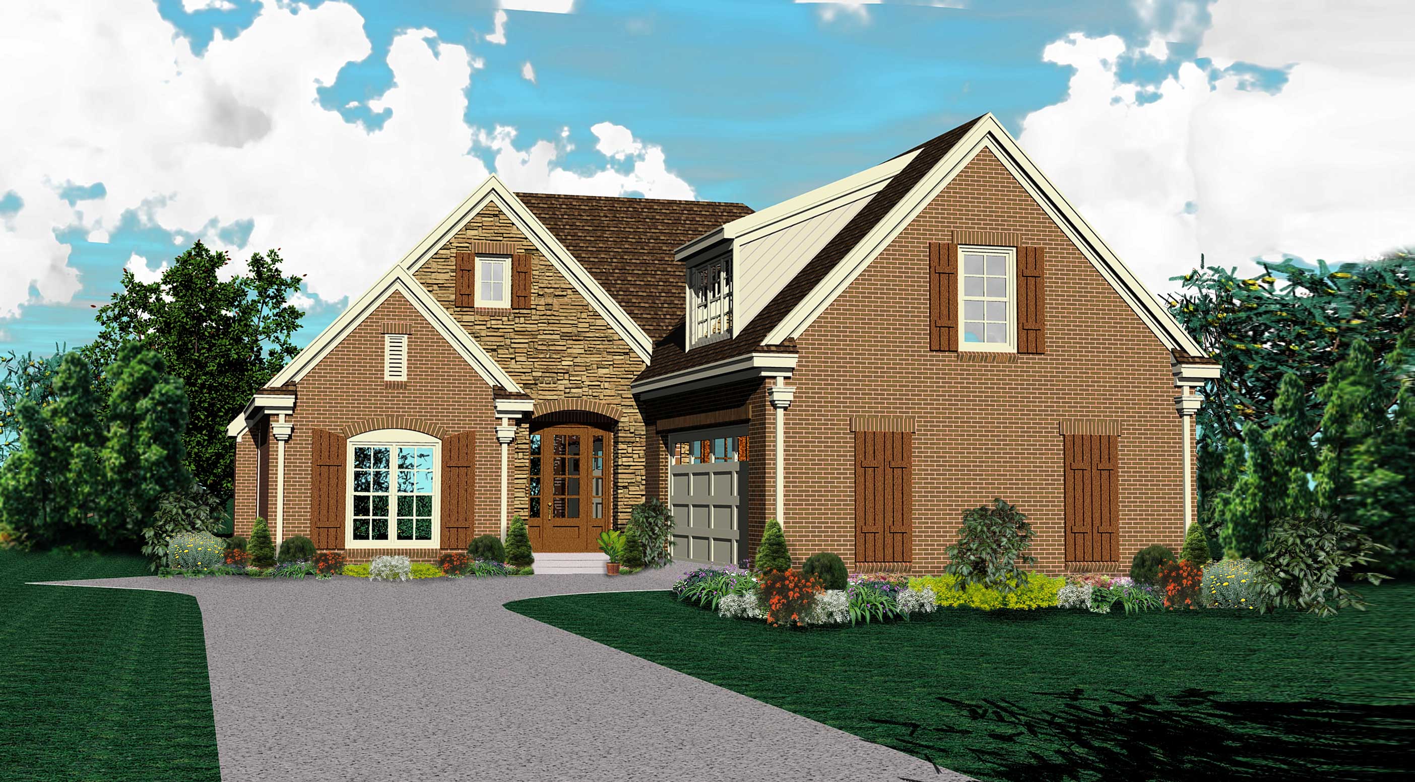 Front view of Country home (ThePlanCollection: House Plan #170-1783)