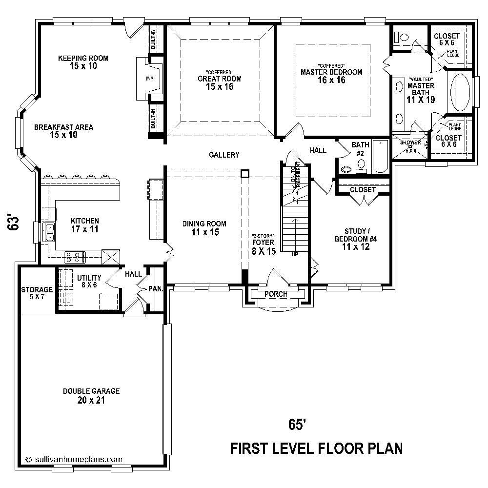 Floor Plan First Story of French Plan #170-1784