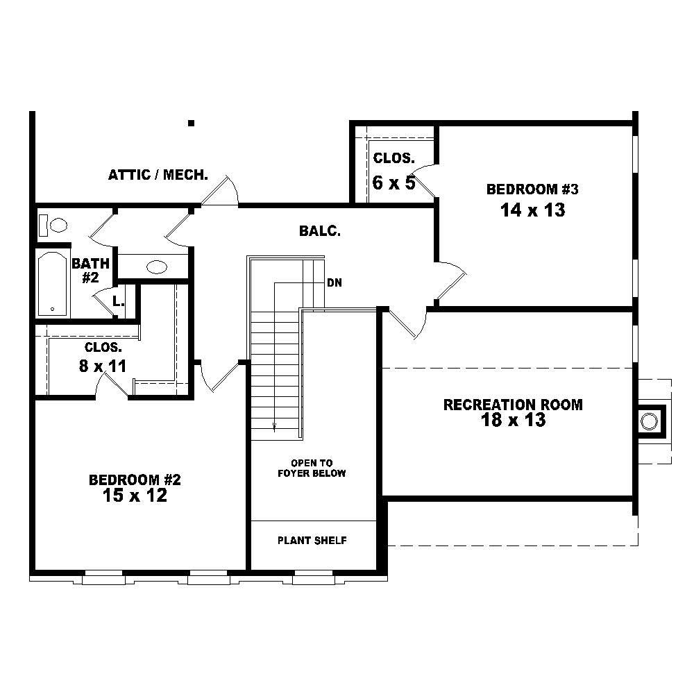 Floor Plan Second Story of French Plan #170-1786