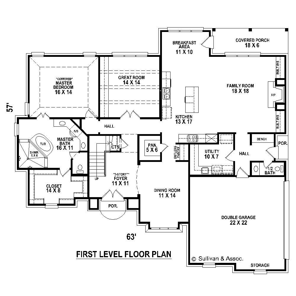 Floor Plan First Story of French Plan #170-1787