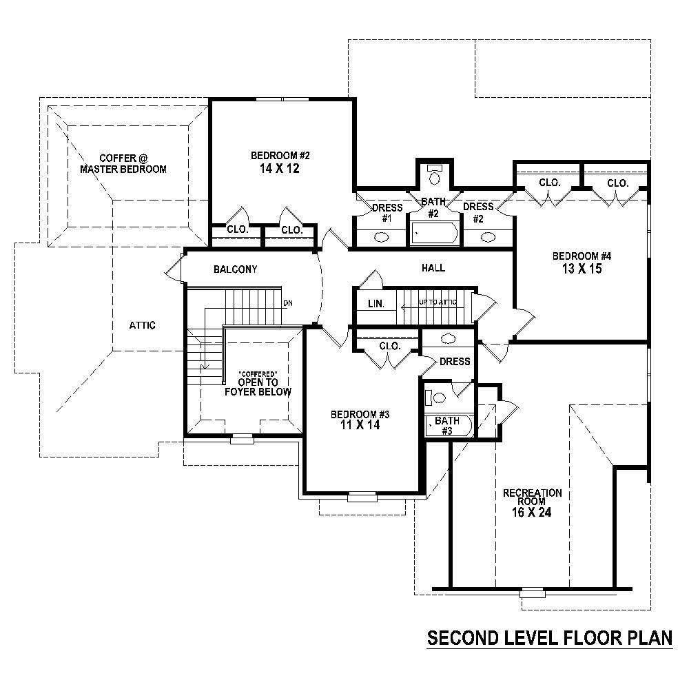 Floor Plan Second Story of French Plan #170-1787