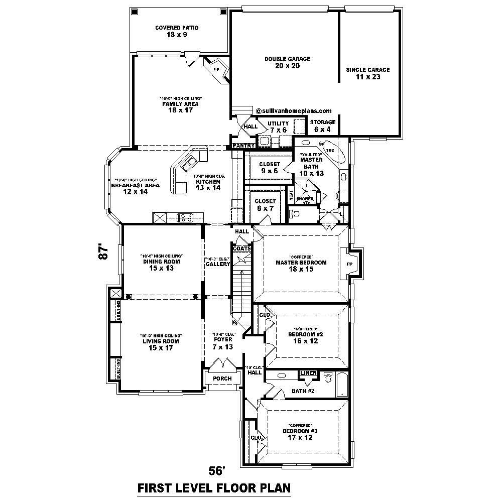 Floor Plan First Story of French Plan #170-1790