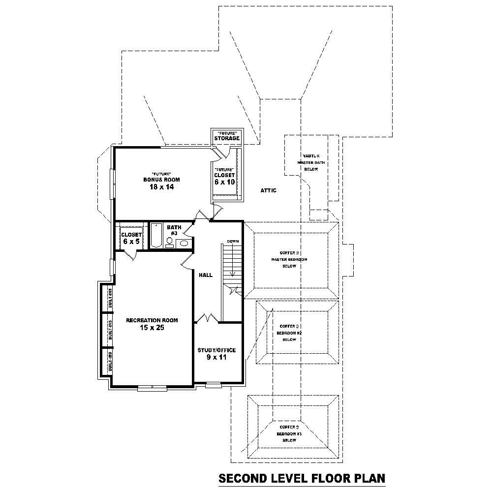 Floor Plan Second Story of French Plan #170-1790