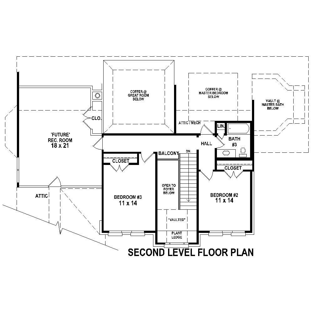 Floor Plan Second Story of French Plan #170-1791