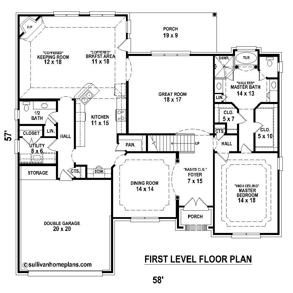 Floor Plan First Story of Country Plan #170-1792