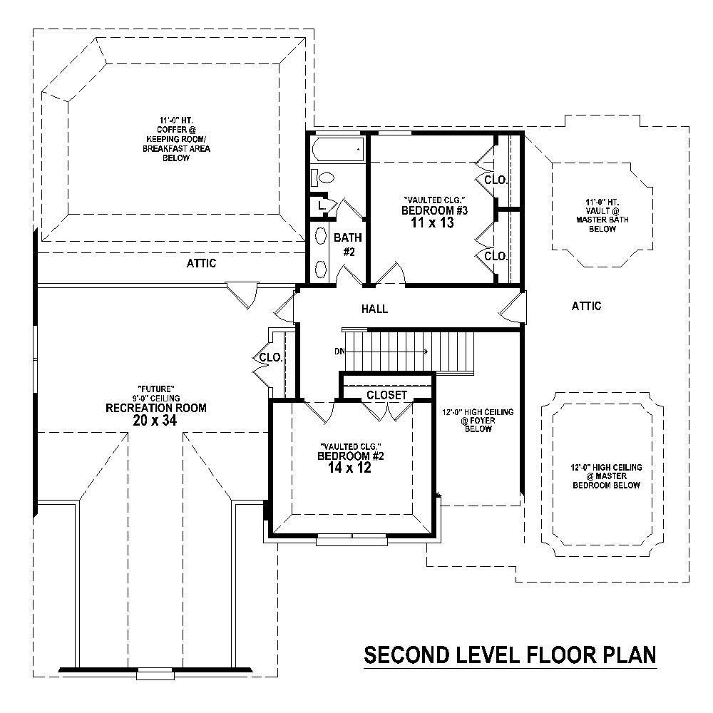 Floor Plan Second Story of Country Plan #170-1792