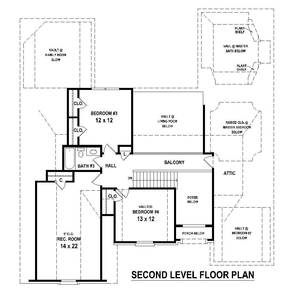 Floor Plan Second Story of French Plan #170-1799