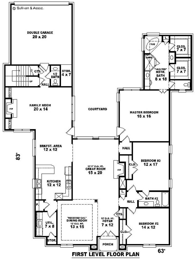 Floor Plan First Story of French Plan #170-1800