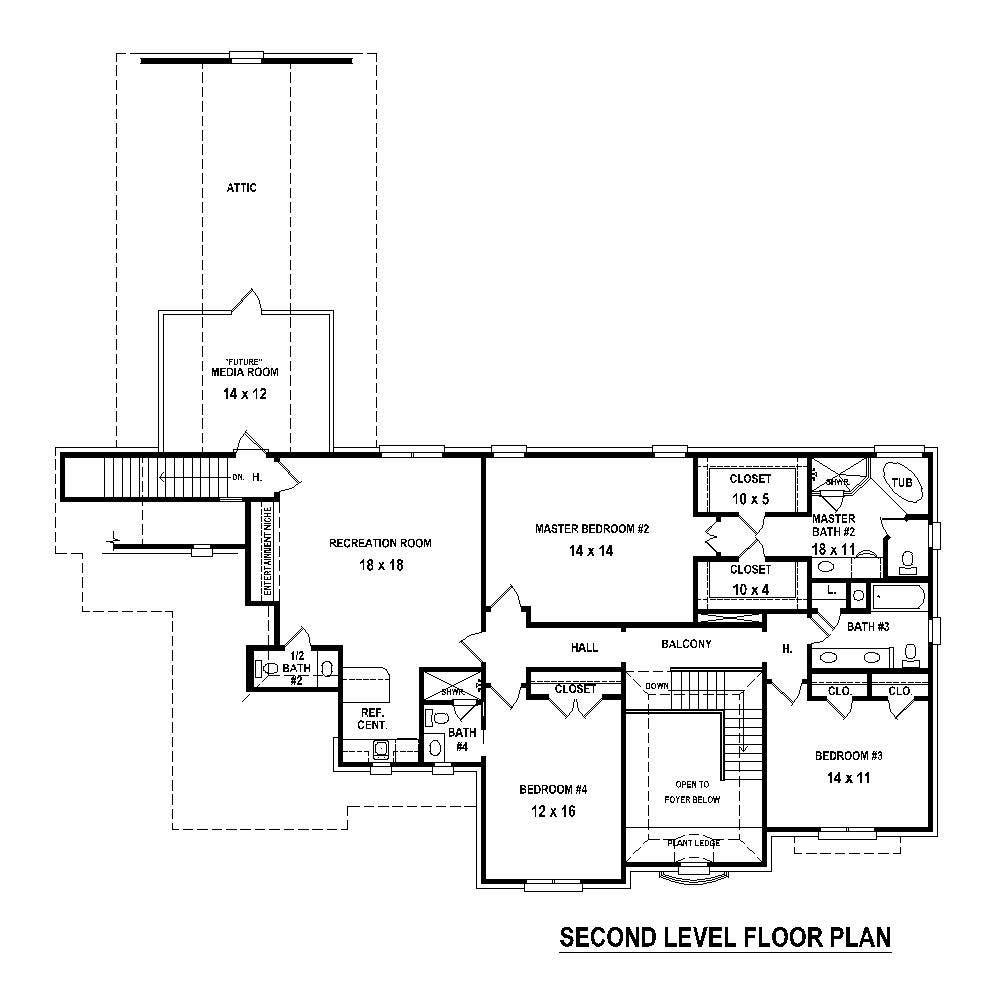 Floor Plan Second Story of Country Plan #170-1805