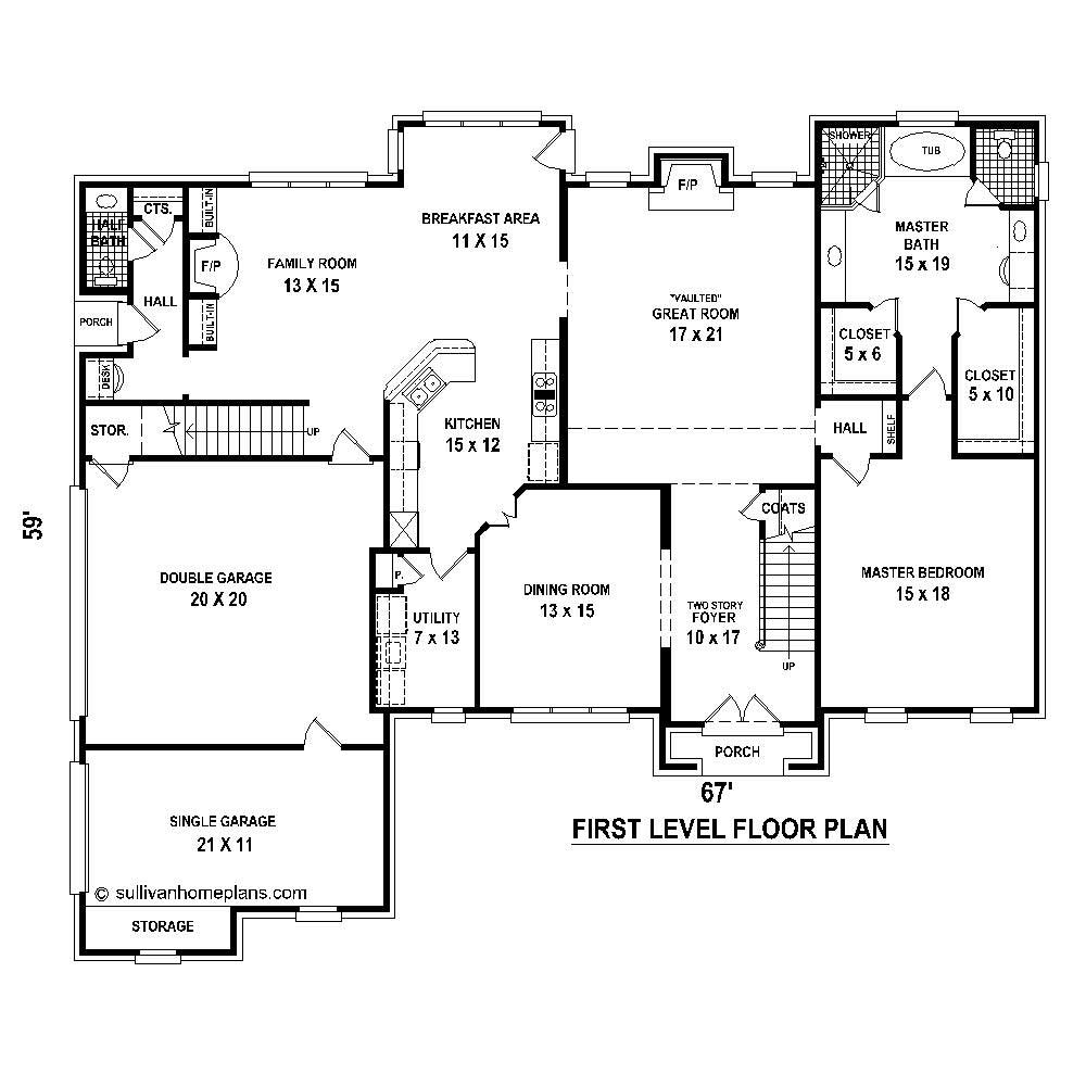 Floor Plan First Story of French Plan #170-1806