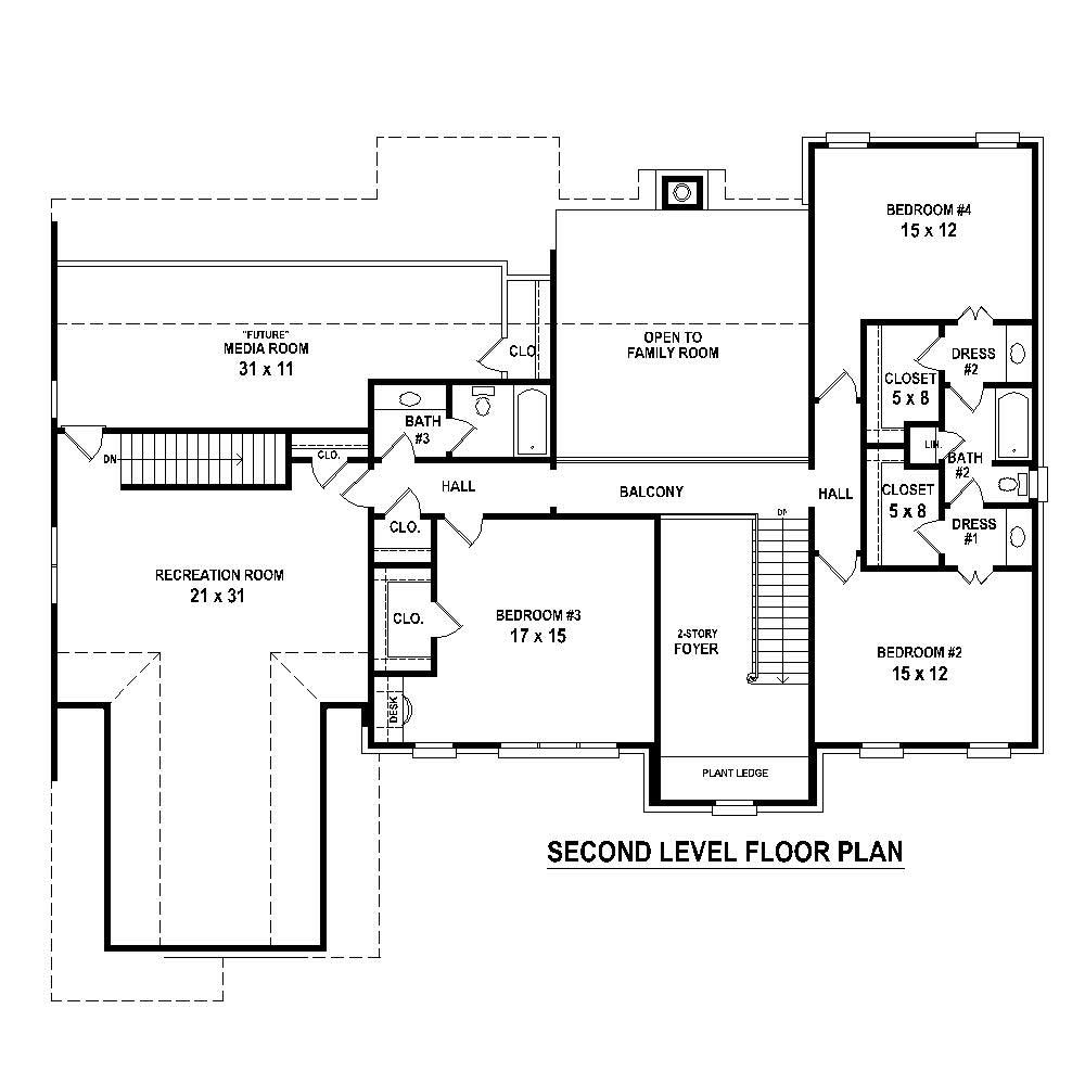 Floor Plan Second Story of French Plan #170-1806