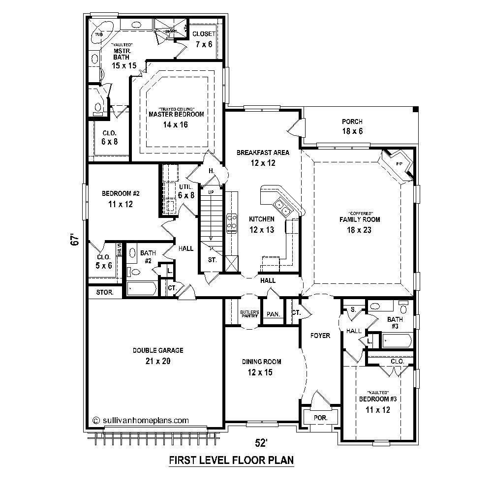 Floor Plan First Story of Country Plan #170-1808