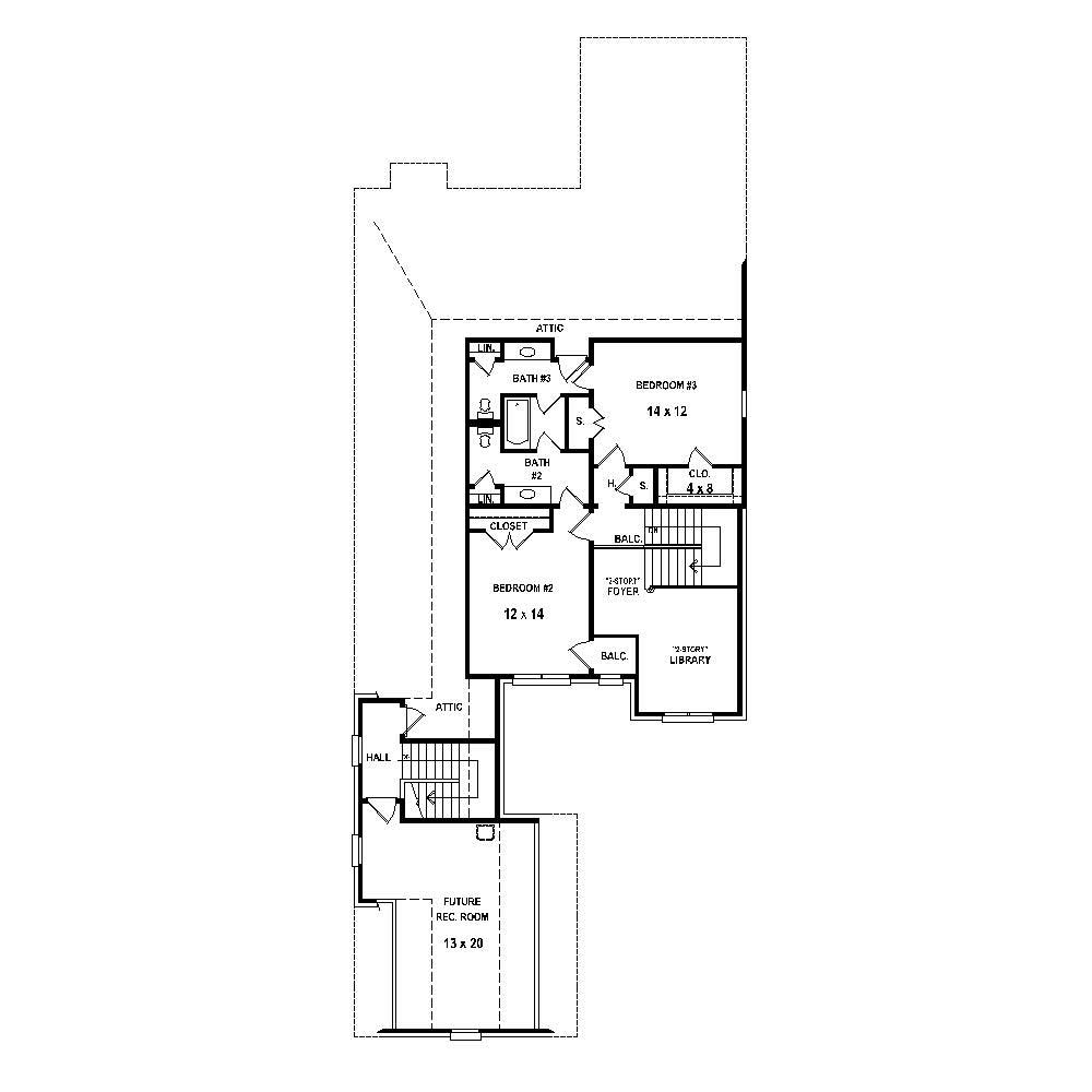 Floor Plan Second Story of French Plan #170-1812