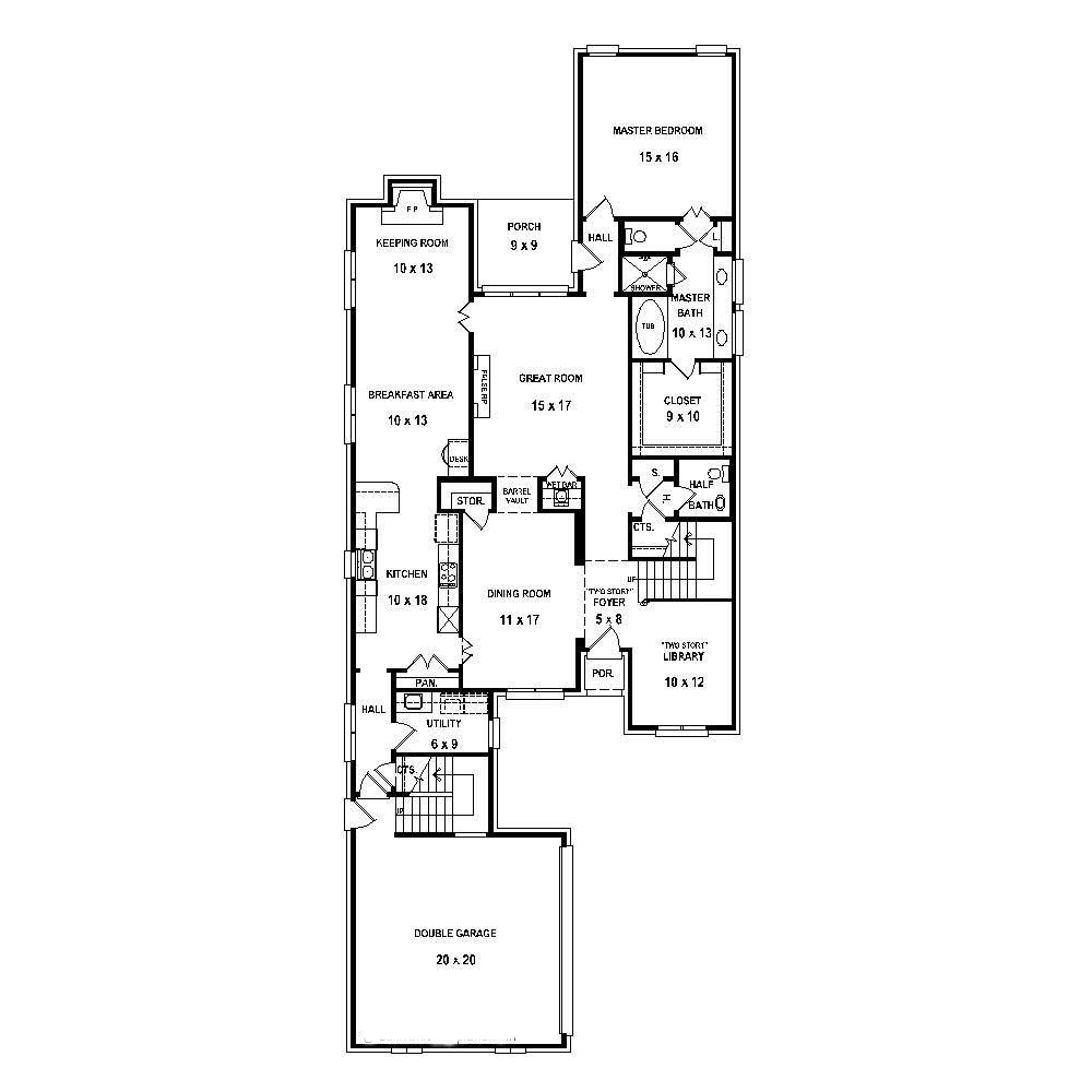 Floor Plan First Story of French Plan #170-1812