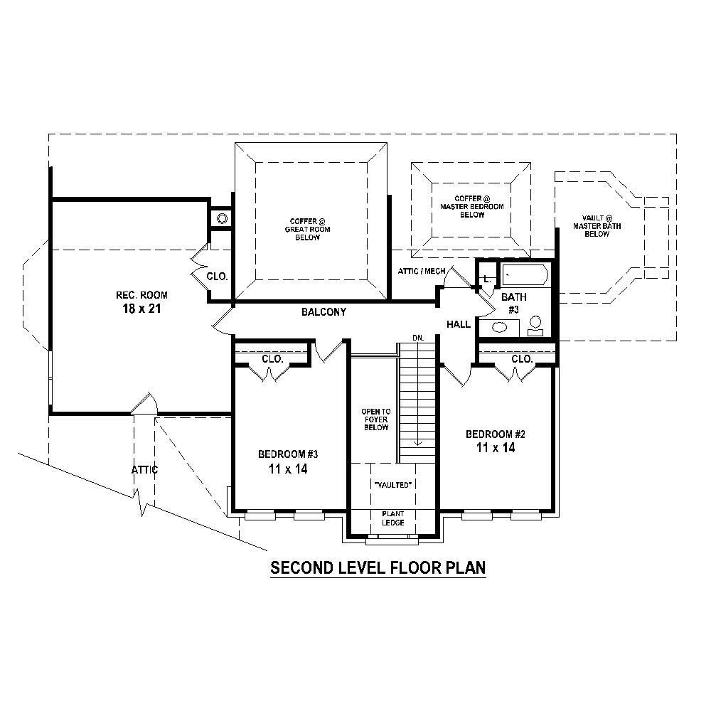 Floor Plan Second Story of French Plan #170-1814