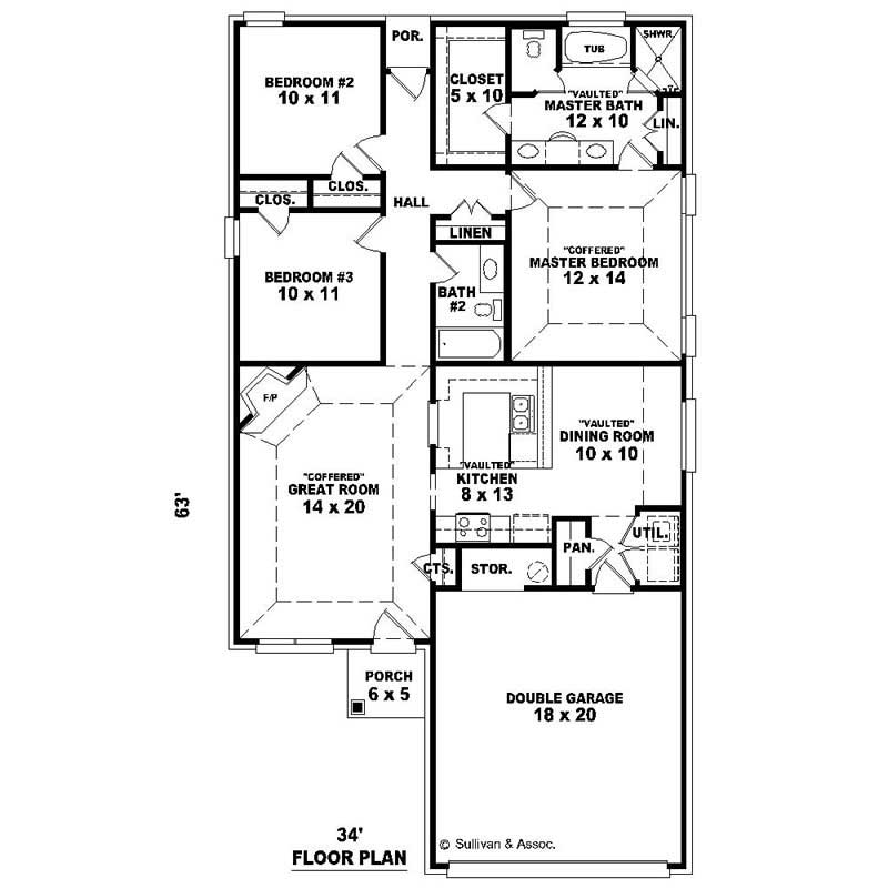 Floor Plan First Story of French Plan #170-1815