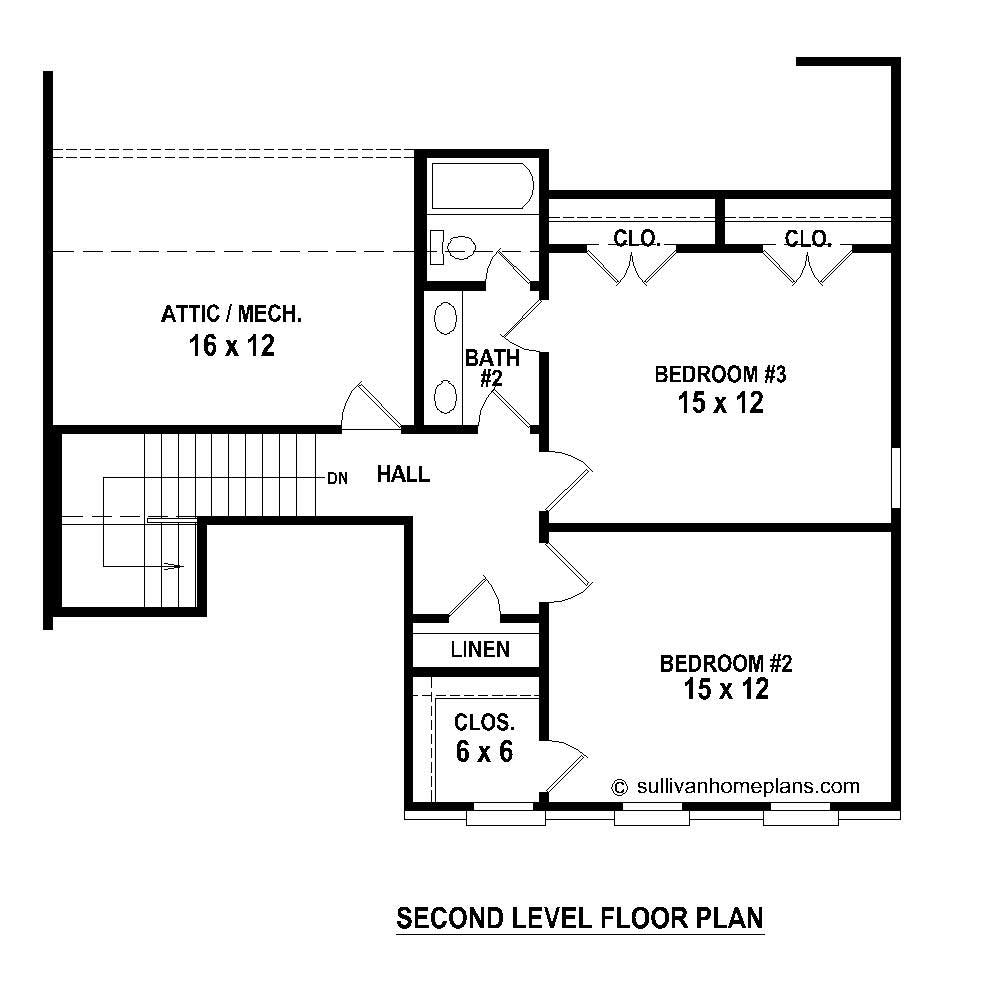 Floor Plan Second Story of French Plan #170-1816