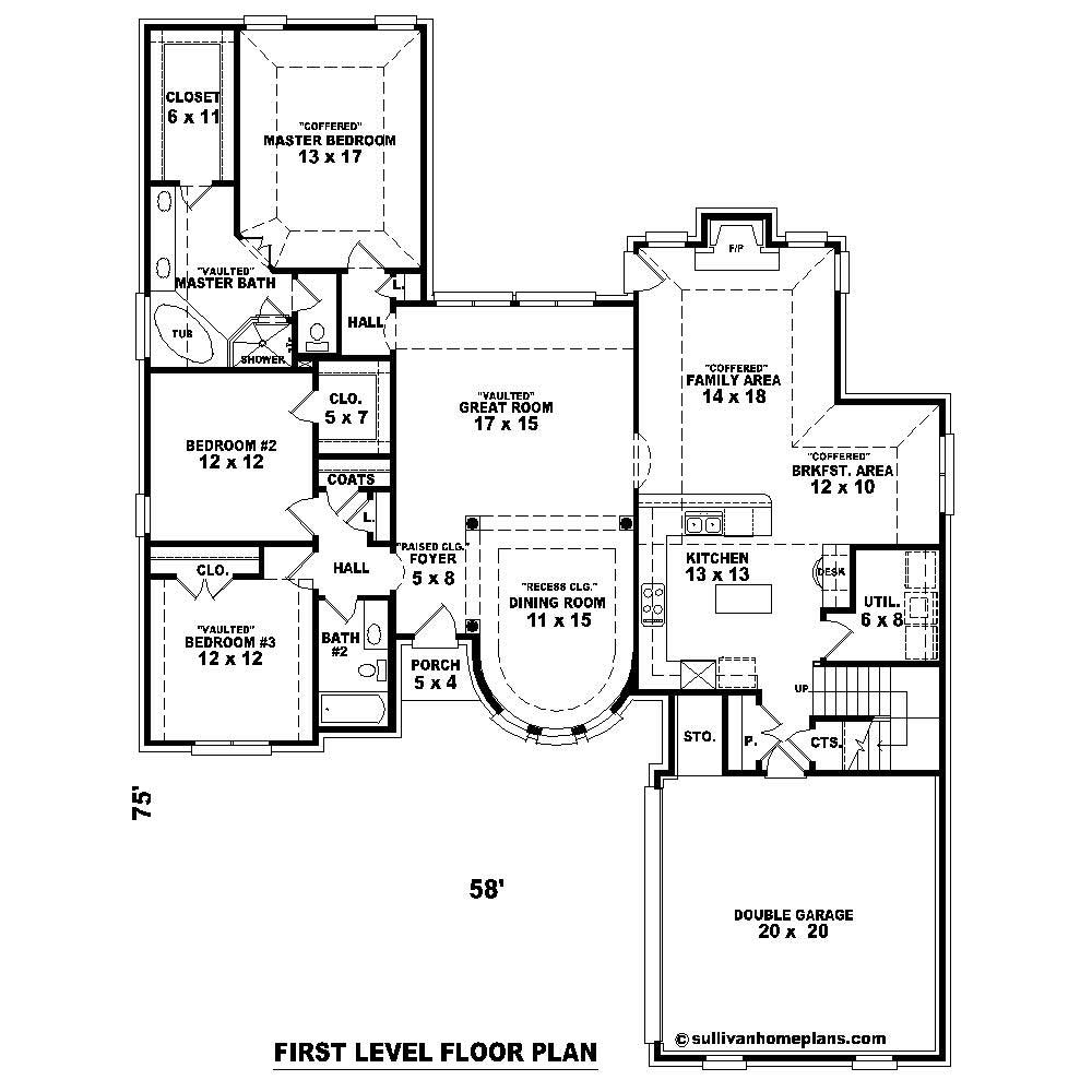 Floor Plan First Story of Cape Cod Plan #170-1819