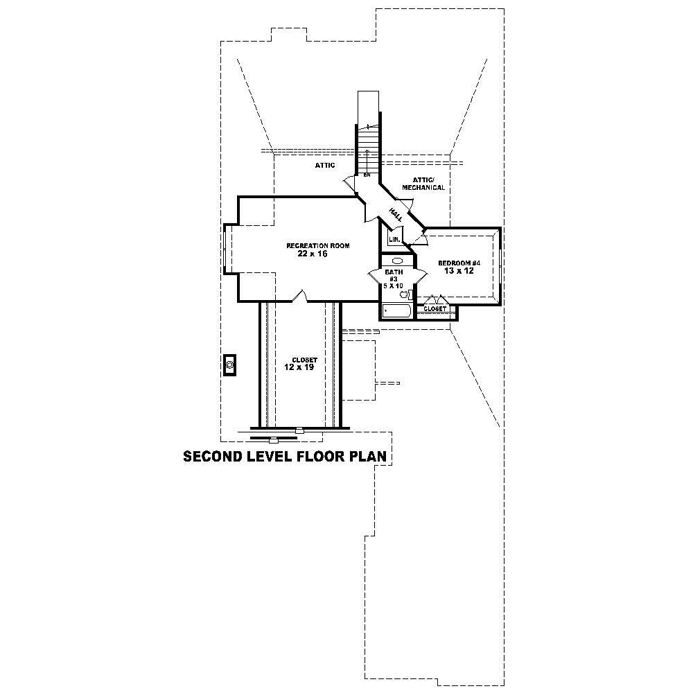 Floor Plan Second Story of Cape Cod Plan #170-1820