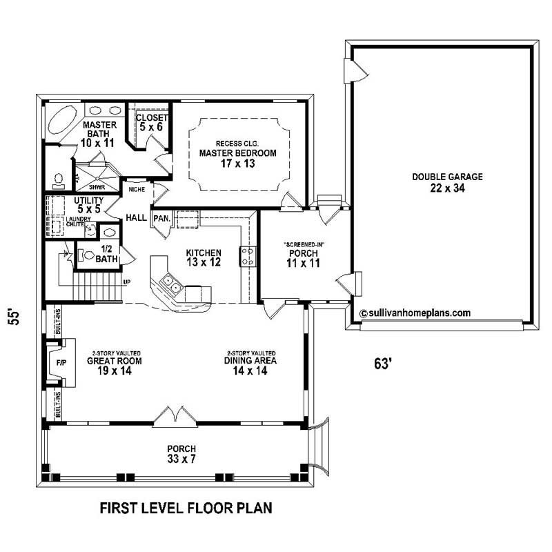 Floor Plan First Story of Cape Cod Plan #170-1821