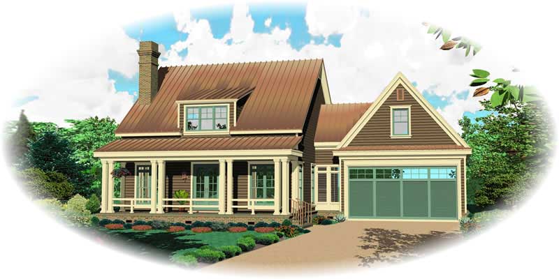 Front view of Cape Cod home (ThePlanCollection: House Plan #170-1821)