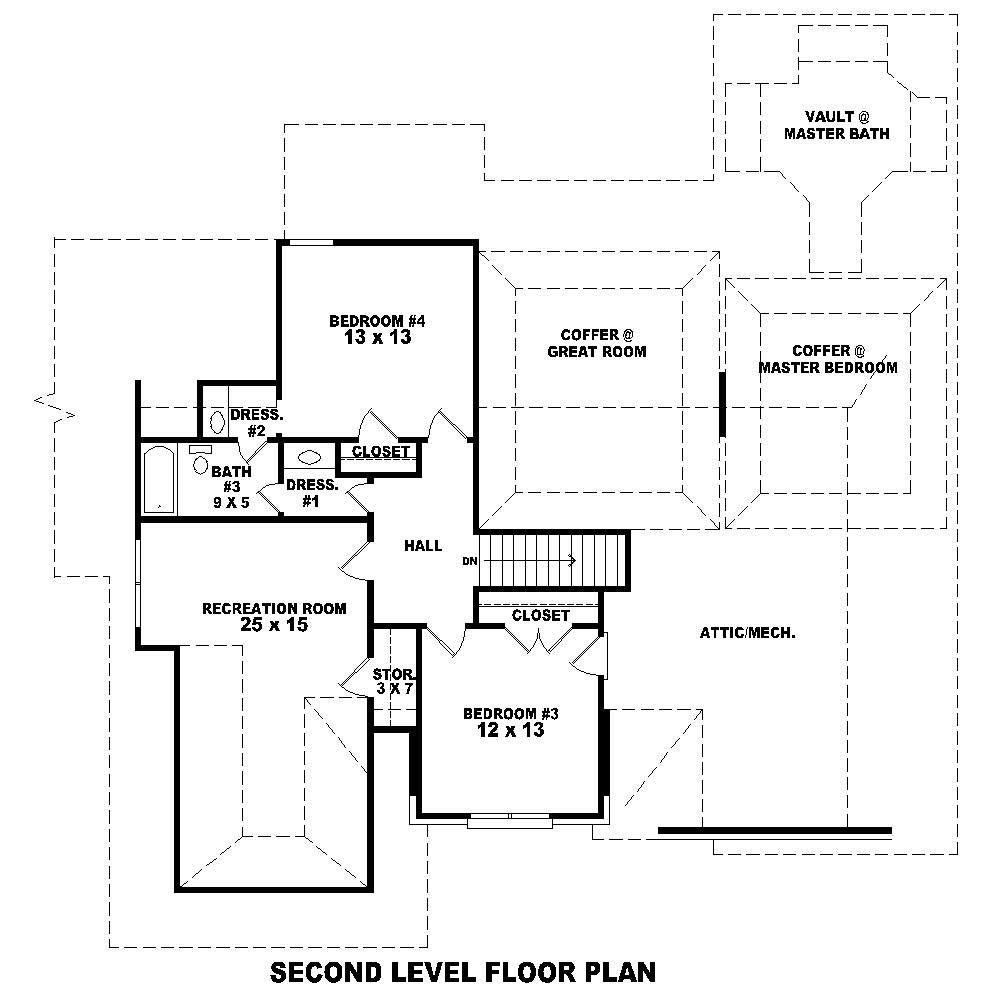 Floor Plan Second Story of French Plan #170-1823