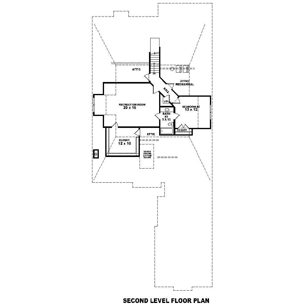 Floor Plan Second Story of French Plan #170-1824